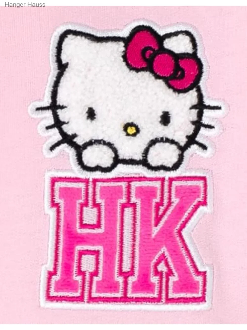 Hello Kitty Girls French Terry Varsity Bomber Jacket Snap Front Quilted